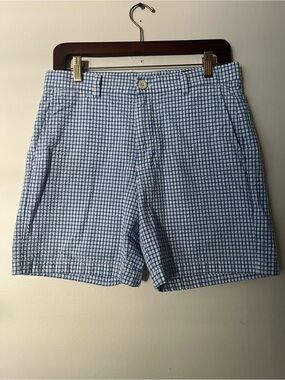 Vineyard Vines Men’s Preppy Coastal Blue Checked Flat Front Shorts, size 30